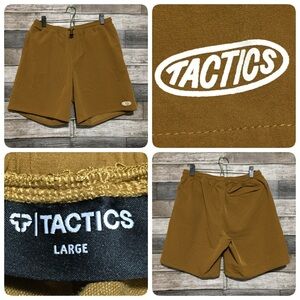 Tactics Skate Apparel Tech Shorts Men’s L Brown Orange Stretch (Inseam 8)